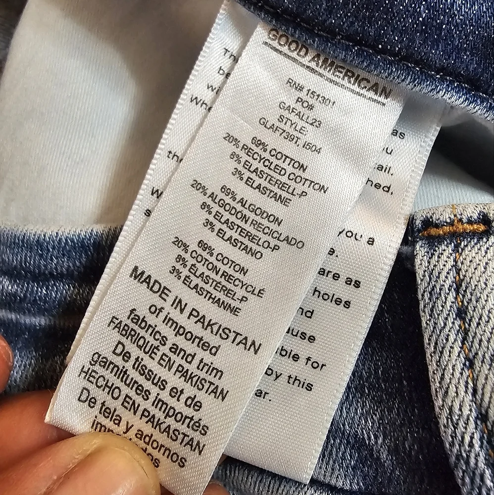 Good American Distressed High Rise Denim Casual Medium Wash Jeams Size 14-18 - Picture 7 of 8